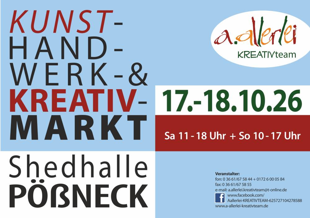 Kunsthandwerk- und Kreativmarkt in der Shedhalle Pößneck