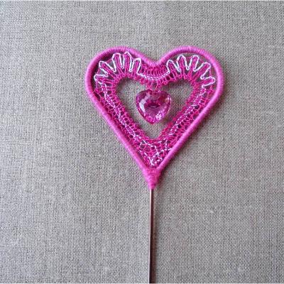 Herzrahmen am Stab mit Klöppelarbeit Valentinstag valentine's day Herz heart gift for her