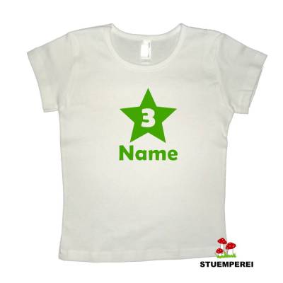 Bügelbild Stern mit individueller Zahl und Name – Flockbügelbild personalisiert