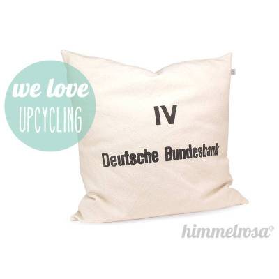 Kissenbezug aus echtem Geldsack IV – Upcycling Unikat Vintage 50x50 cm