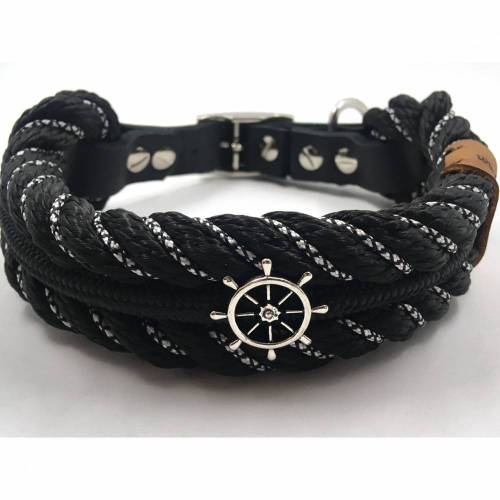 Hundehalsband "Wirbelwind" von AlsterStruppi schwarz / silbergrau