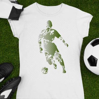Bügelbild Fussballer Design 1 im Grunge Look – individuelles Fussball Motiv zum Aufbügeln