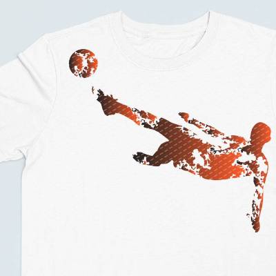 Bügelbild Fussballer Design 4 – Rückfallzieher im Grunge Look | Coelner Liebe