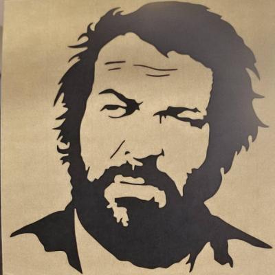 Auto-Aufkleber Bud Spencer – Vintage Karosserie-Aufkleber Folienplot schwarz, weiß, silber