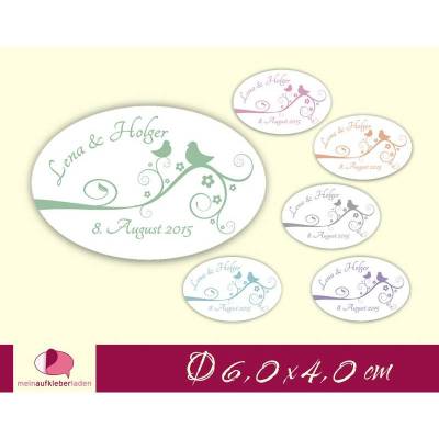 18 Hochzeitsaufkleber | Tauben - weiß