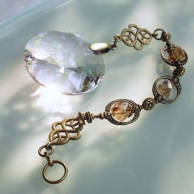 Suncatcher Apricot, Bronze Sonnenfänger mit Regenbogen Kristall SF-AB-26