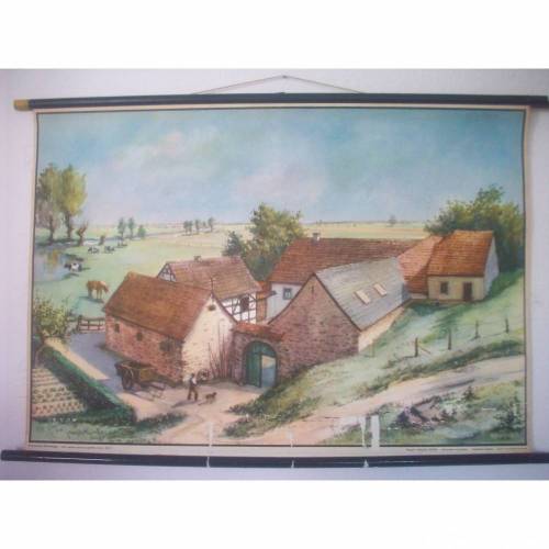 Schulwandkarte Rollbild Franken Lehrtafel