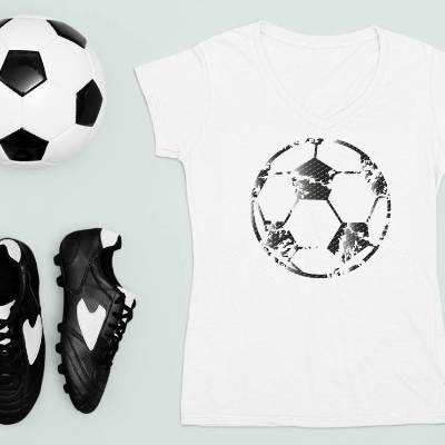 Bügelbild Fussball im Shabby Grunge Look – Flex, Flock oder Glitterfolie