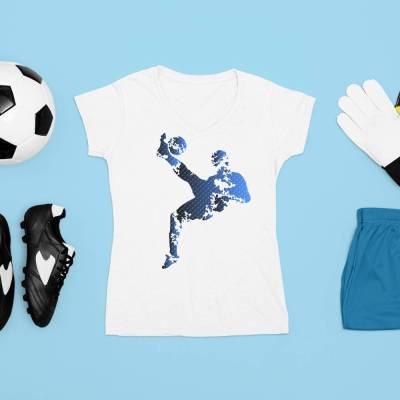 Bügelbild Fussballer Design 3 Seitfallzieher – Grunge Look Transfer für Textilien