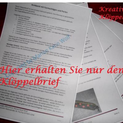 Klöppelbrief für das Armband mit Blütenperlen und Formschlagblättern