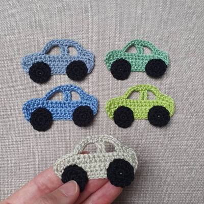 Kleines Auto Häkelapplikation – Wunschfarbe, Aufnäher für Kinderkleidung & Accessoires