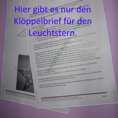 Klöppelbrief für Leuchtstern mit oder ohne Leuchtrahmen oder nur den LED Leuchtrahmen