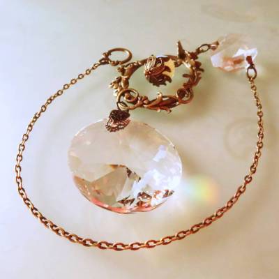 Regenbogen Kristall Sonnenfänger mit Opal Blumen Ornament SF-AB-4
