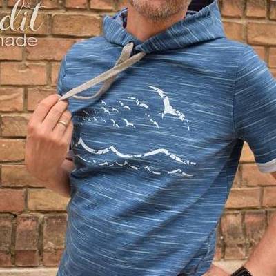 Maritimes Bügelbild Meer im Grunge Look – Shabby Style für Kleidung
