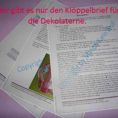 Klöppelbrief für die Dekolaterne mit oder ohne Laternenrahmen 