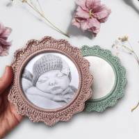 Handgehäkelter Bilderrahmen im Boho-Stil – Personalisierbar, Geschenkidee & Dekoration