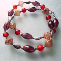 Phoenix 76cm rote Murano Kette mit Hohlperlen