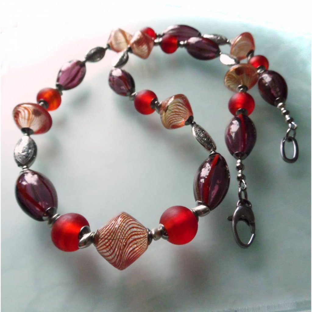 Phoenix 76cm rote Murano Kette mit Hohlperlen Bild 2
