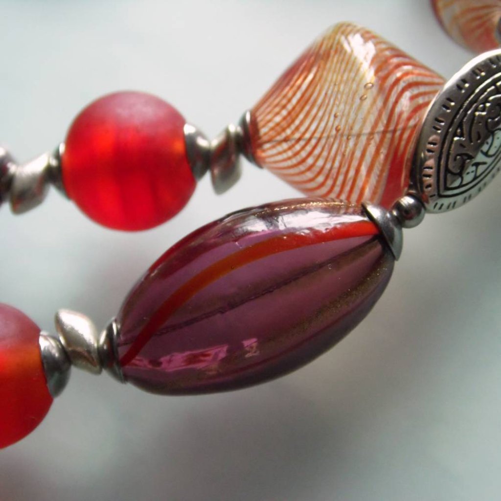 Phoenix 76cm rote Murano Kette mit Hohlperlen Bild 4