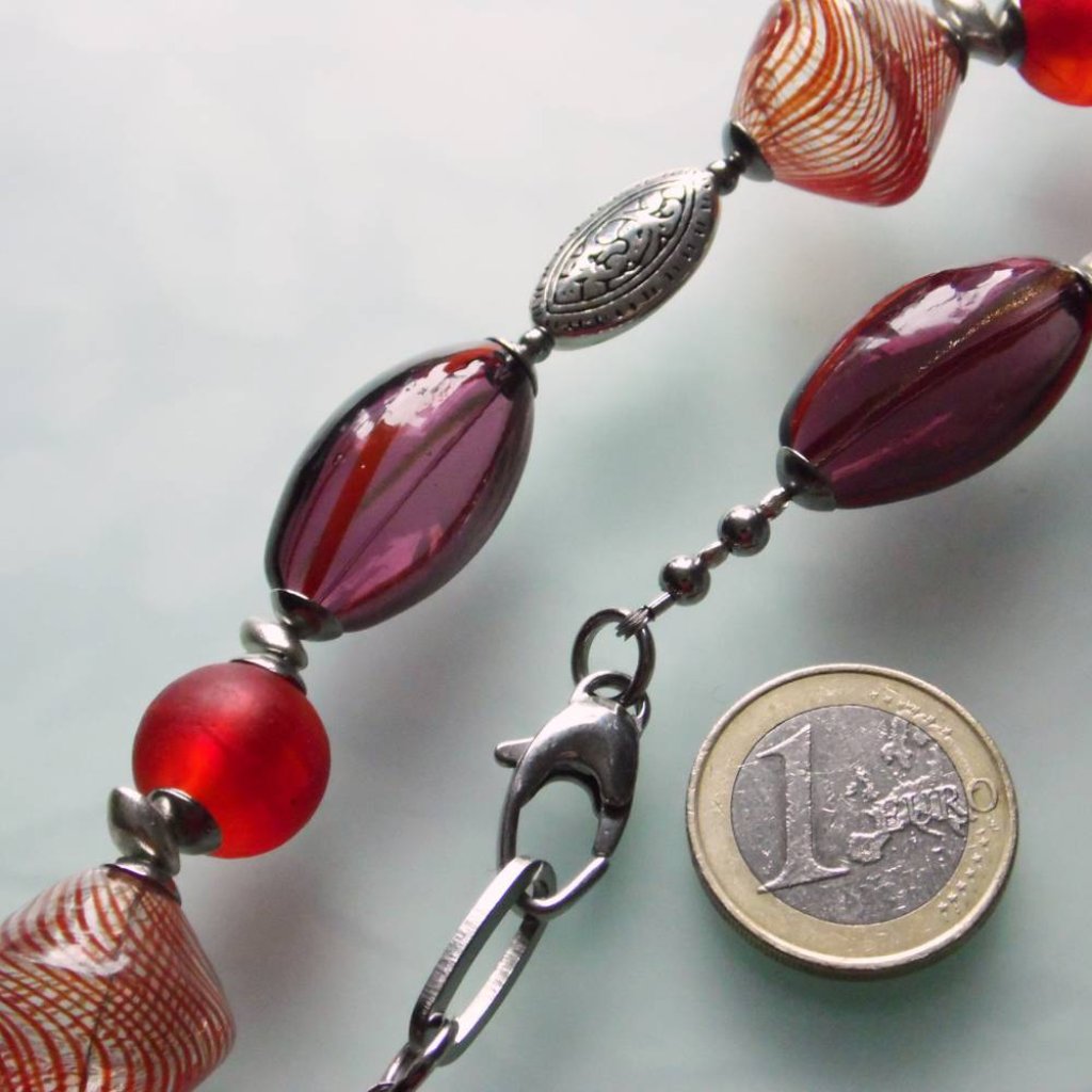 Phoenix 76cm rote Murano Kette mit Hohlperlen Bild 5