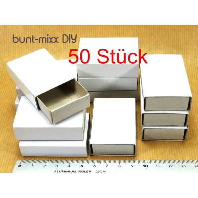 50 Mini-Schachteln Basteln Adventskalender DIY, Schiebeschachtel weiß, Schachtel mini Box