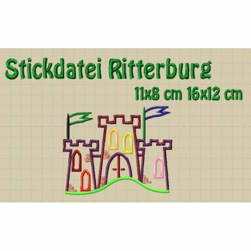 Stickdatei, Ritterburg 11x8 16x12 cm
