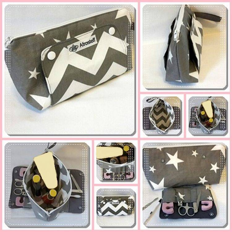 Nähanleitung Kosmetiktasche, Maniküre- und Pediküre Tasche mit Fächern an den Außenklappen Bild 2