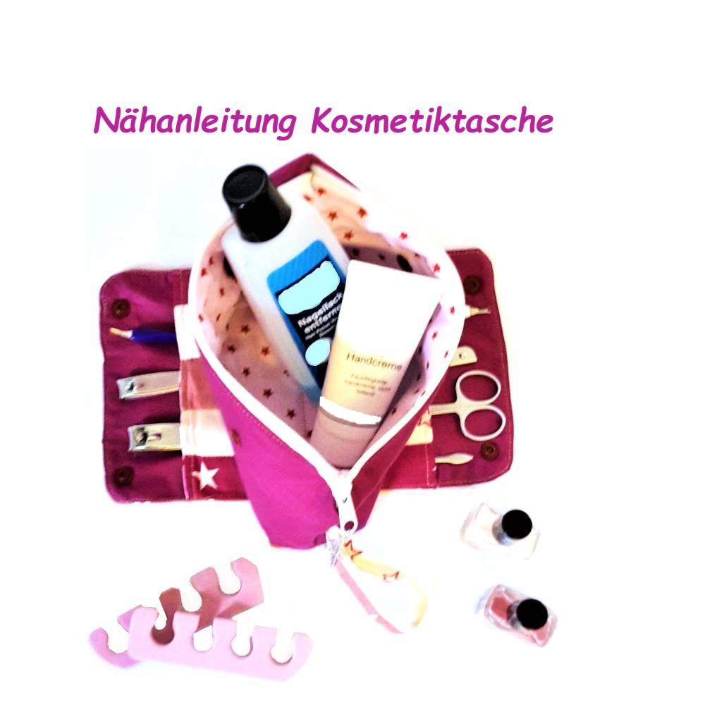 Nähanleitung Kosmetiktasche, Maniküre- und Pediküre Tasche mit Fächern an den Außenklappen Bild 5