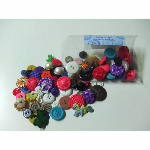 Dress it Up Knöpfe Kinderknöpfe Buttons Kunststoffknöpfe Grandmas Grab Bag Riesenknopfset