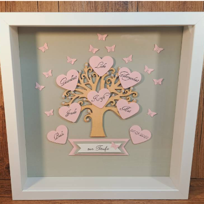 Personalisiertes Taufgeschenk für Mädchen, Bilderrahmen mit Lebensbaum zur Taufe, originelles Paten Geschenk, Patenkind