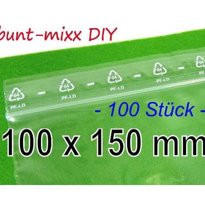 100 St. Druckverschlußbeutel 100 x 150 mm 50 my, Beutel Plastiktüten Folienbeutel