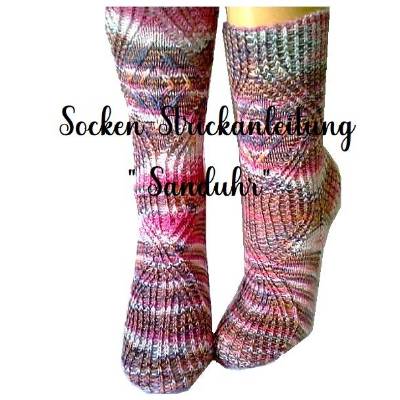 Socken-Strickanleitung "Sanduhr", Sockenstrickmuster in deutsch und englisch geschrieben