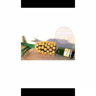 Rocher Ananas mit Sektflasche - mit 60 Pralinen Größe 3 Geschenk Geburtstag Vatertag Valentinstag