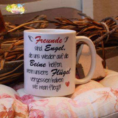 Tasse - Freunde sind Engel die uns wieder auf die Beine helfen
