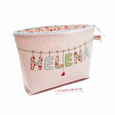Kulturbeutel Windeltasche ...Herzchen an der Leine...rosa...geblümt...Schminktäschchen...