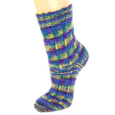Socken Gr. 37-38, handgestrickt, Wollsocken mit gestreiftem Farbverlauf