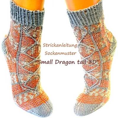 Strickanleitung Sockenmuster "Small Dragon tail 3D"