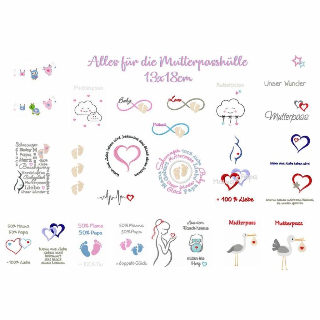 Stickdatei Alles für die Mutterpasshülle 13x18cm Bild 1