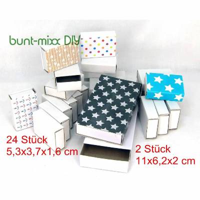 24 + 2 große Schachteln, Schiebeboxen, weiß, Adventskalender Basteln, Aufbewahren, white silder boxes