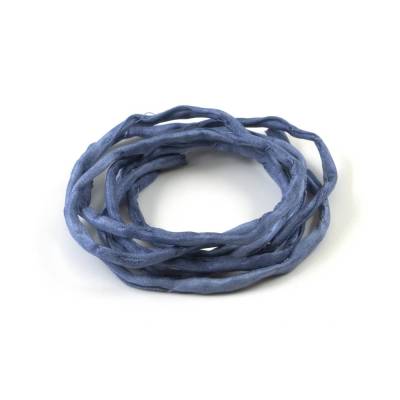 Handgefärbtes Habotai-Seidenband Jeansblau ø3mm Seidenschnur 100% reine Seide 