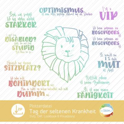 Plotterdatei Löwe, Tag der seltenen Krankheit, mutig, SVG Löwenkopf, besonders, Mut, Design von senSEASONal