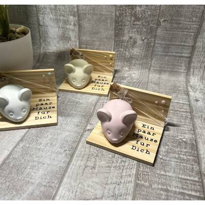 Geldgeschenk „Ein paar Mäuse für Dich“ Geburtstag etc. Wunscherfüller Maus Raysin Holz Geschenkset Geschenkidee