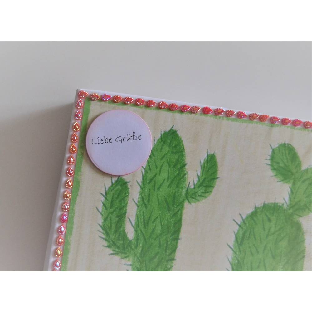 Servietten "Kaktus" in Geschenkbox mit Schild "Liebe Gre"