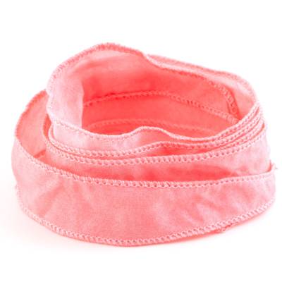 Handgefertigtes Habotai-Seidenband Lachs 1m 100% Seide Schmuckband Wickelarmband