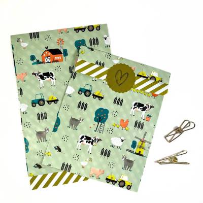 Geschenktüten BAUERNHOF 5-50 Stück 17x25 cm Papiertüte groß UPSIDE DOWN Geschenkverpackung für Kinder