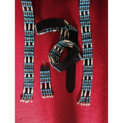 Bandolier, Powwow Set, für Liebhaber,  Gürtel,  und Ohrschmuck  in Anlehnung an Originale