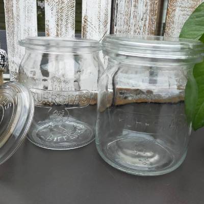 Vintage Einmachgläser/Konservengläser mit Deckel 1 Liter Ruhrglas mit Prägung 