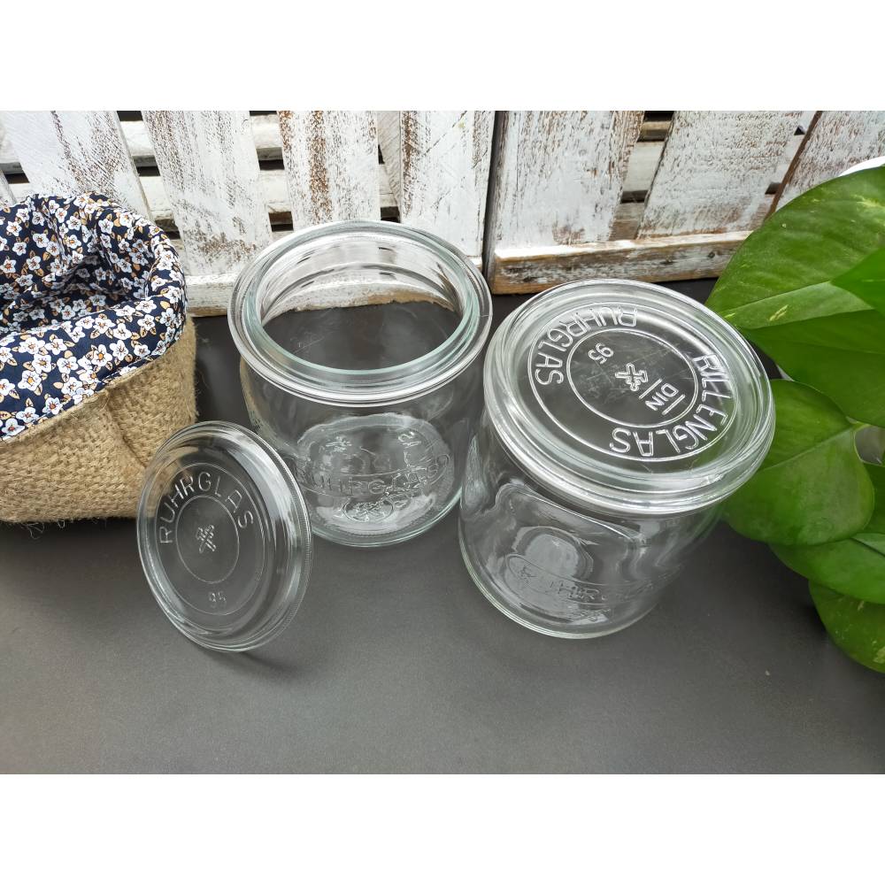 Vintage Einmachgläser/Konservengläser mit Deckel 1 Liter Ruhrglas mit Prägung