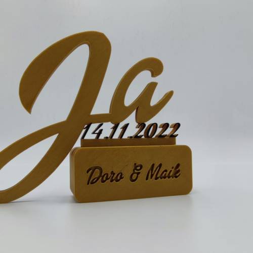 3D Druck | Personalisiertes | Geschenk Hochzeit | Heirat | Hochzeitsgeschenk | Ja | Datum | Namen