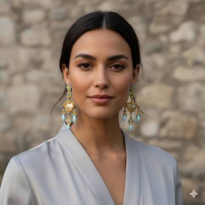 Boho Ohrschmuck Unikat • Handgefertigt • Vintage & Ethno Statement • Grün Blau Türkis